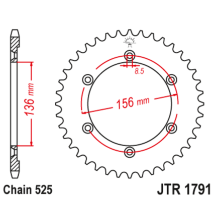 Звезда задняя (ведомая),(сталь) JT 1791.42